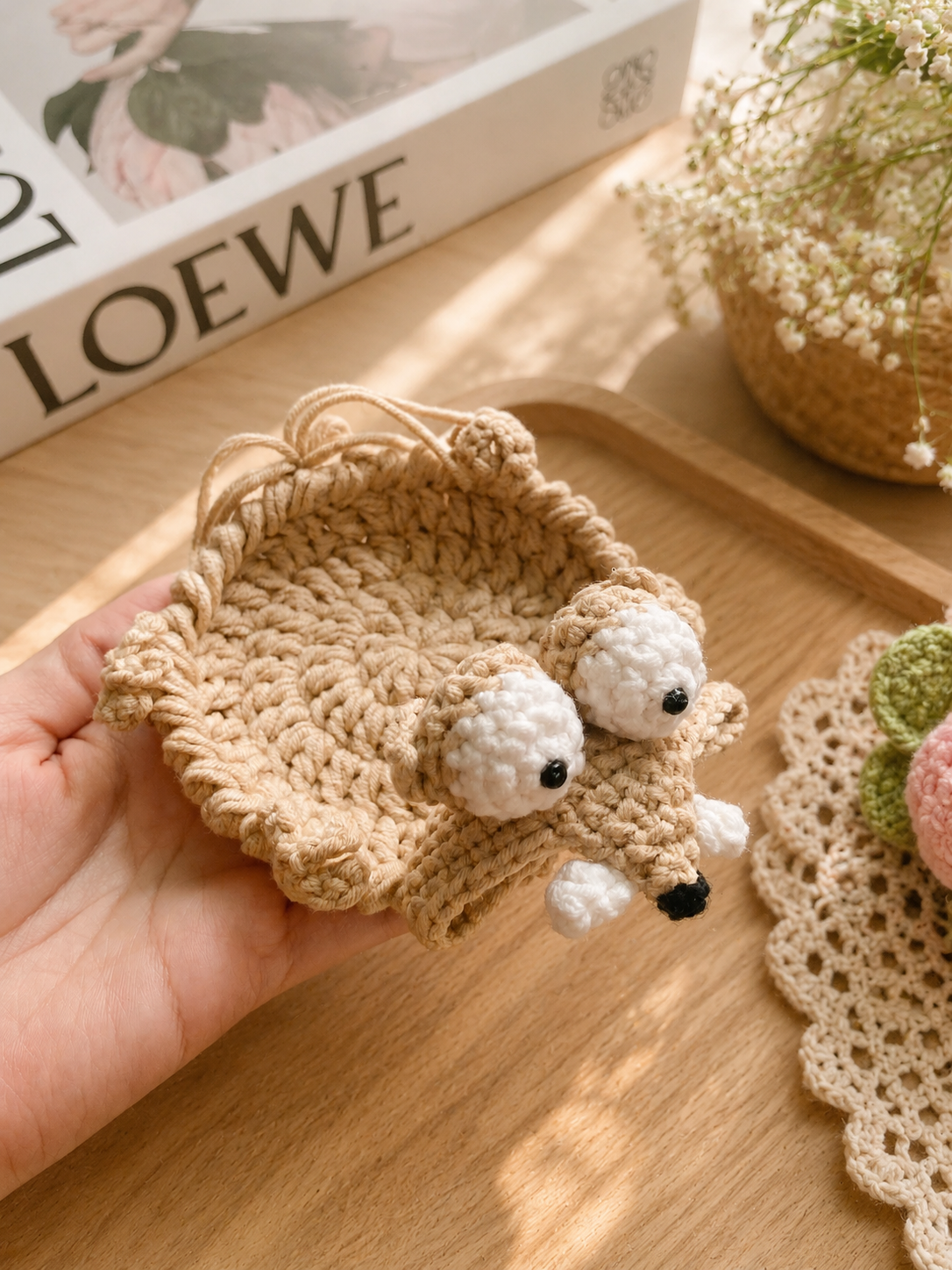 Sloth Crochet Coaster 🦥 Handmade Amigurumi Drink Coaster Cute Desk & Coffee Table Decor
