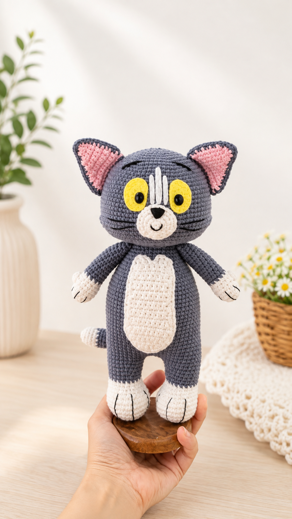 Crochet Cat and Mouse Set – Handmade Amigurumi Animals, Cute Crochet Doll Duo, Handmade Gift & Home Décor