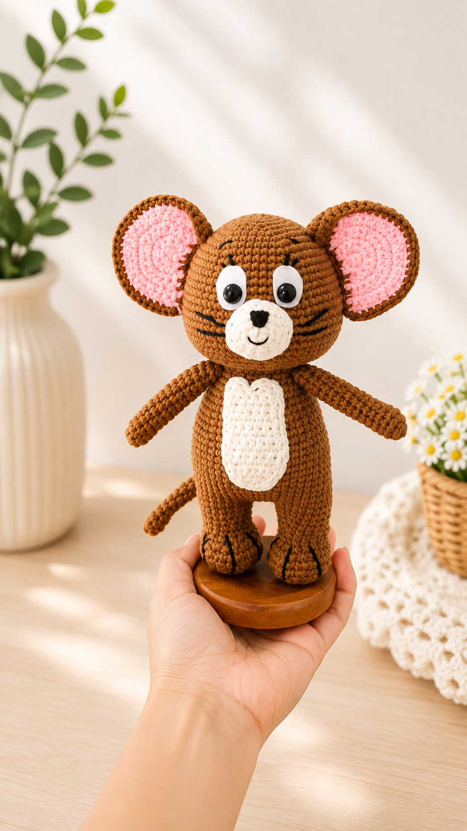 Crochet Cat and Mouse Set – Handmade Amigurumi Animals, Cute Crochet Doll Duo, Handmade Gift & Home Décor