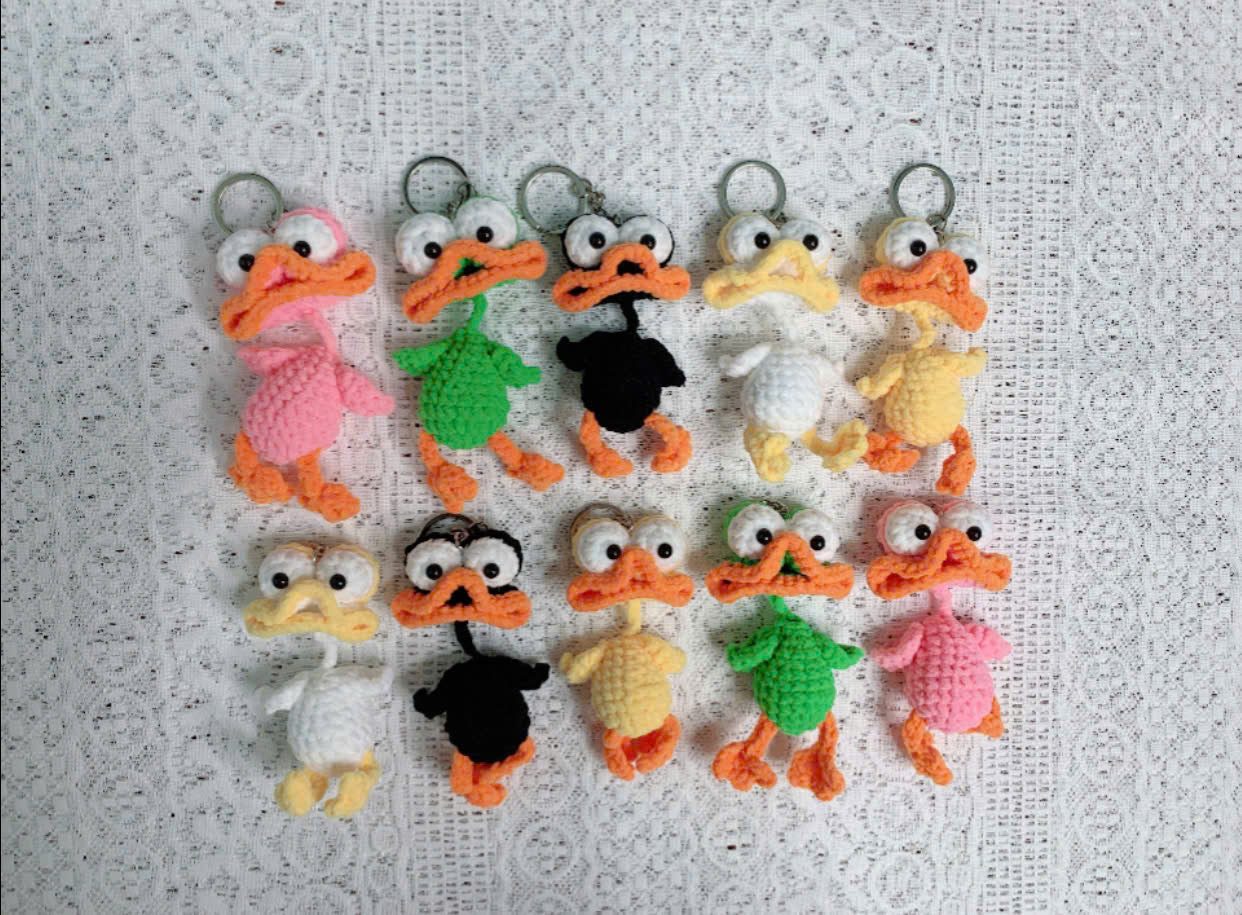 Crochet Duck Keychain – Handmade Amigurumi Duck Plush Charm